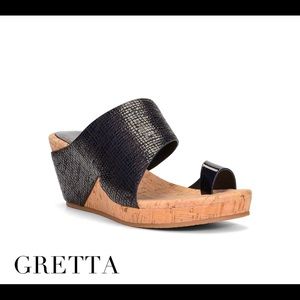Donald Pliner GRETTA black wedge sandal size 8.5